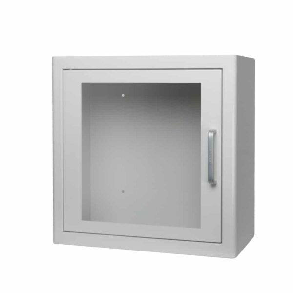ARKY-AED-white-indoor-cabinet-Front-1000x1000-1.jpg Defibrillator Wandkasten weiß, mit Alarm